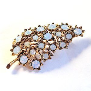 Vintage 1950s Opaline Leaf Pin Brooch